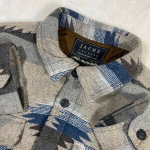 JACHS New York Mens XL Aztec Print Sherpa Lined Shirt Jacket Coat Heavy Fleece